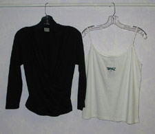 Maggie's 100% Organic Tops -  Black 3/4 Sleeve Crossover Top